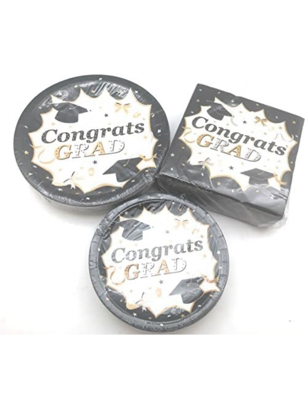 Congrats Grad Black & Gold Graduation Party Set for 30 Guests
